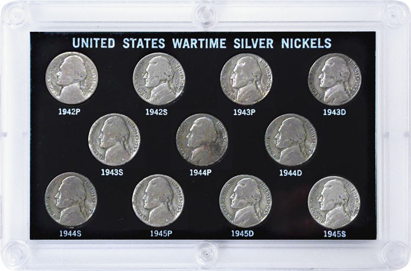 米国 ヴィンテージ 銀貨 8枚セット シルバー 11-pc “Wartime Silver” Nickel Set - National Collector's Mint