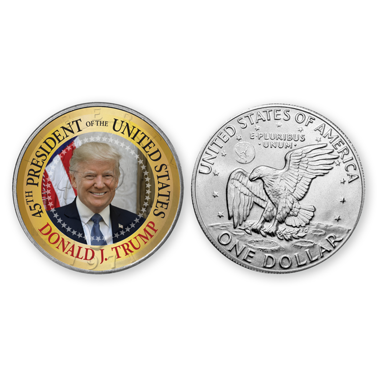 DONALD TRUMP 45th Pres *MAKE AMERICA GREAT AGAIN* Colorized JFK Half Dollar Coin 