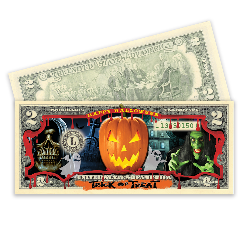 A picture of the Legal Tender Full-Color Halloween $2 Bill