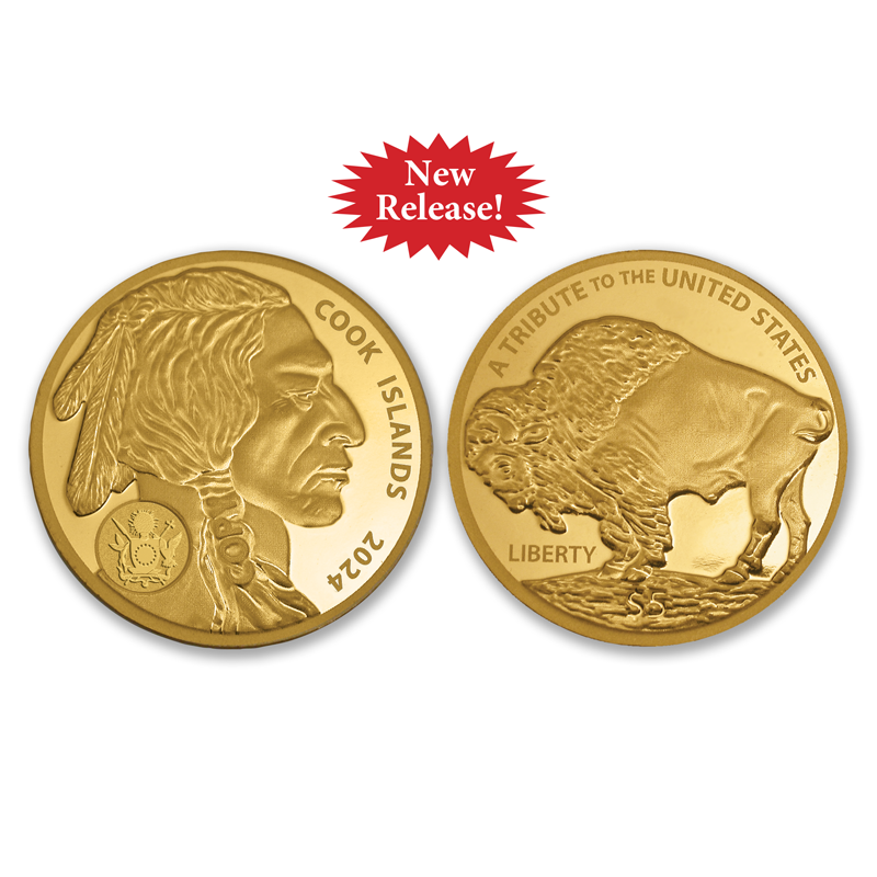 A picture of the 2024 .9999 Pure Gold $5 Buffalo Coin