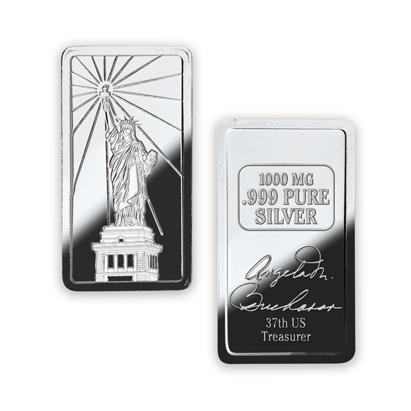 A picture of the Statue of Liberty Pure Silver Ingot