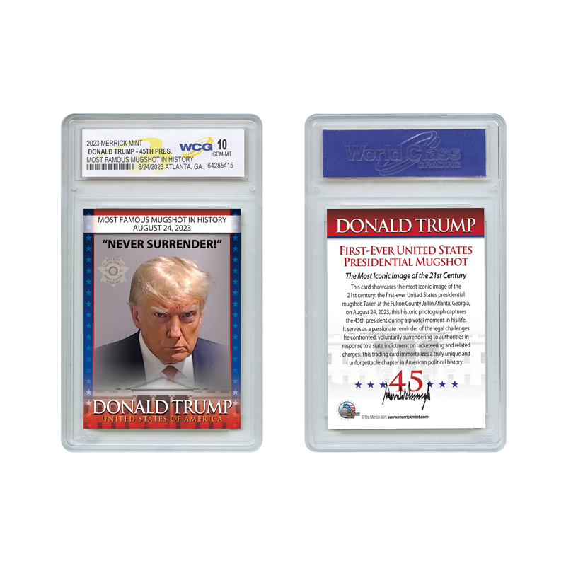 A picture of the Trump "Never Surrender" Trading Card