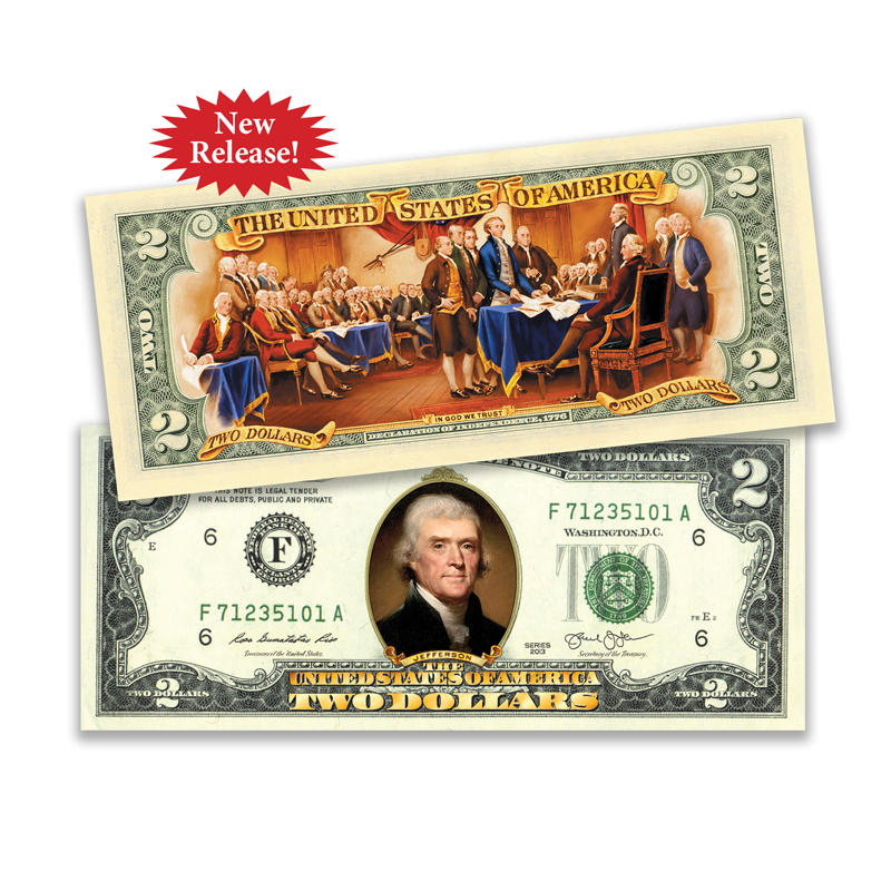 A picture of the Bicentennial Colorized $2 Bill