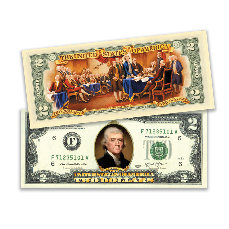 A picture of the Bicentennial Colorized $2 Bill