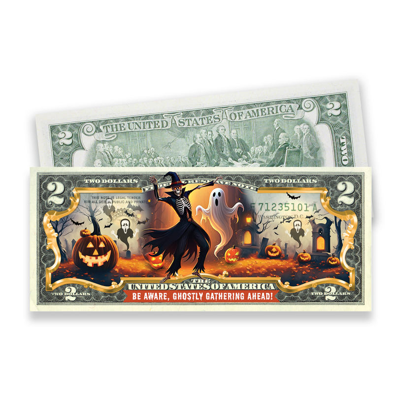 A picture of Full-Color Legal Tender Halloween $2 Bill