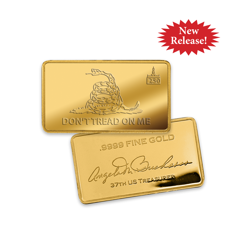 A picture of Gadsen Flag Pure Gold Bar