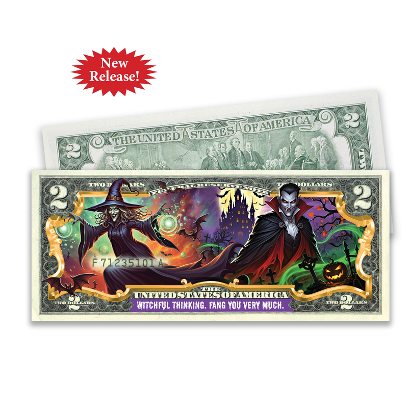 A picture of 2025 Full Color Halloween $2 Bill
