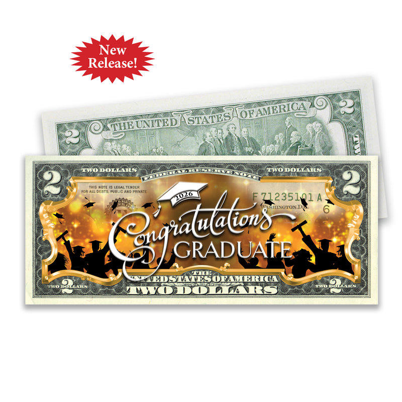 A picture of 2026 Congratulations, Graduate! Full-Color $2 Bill