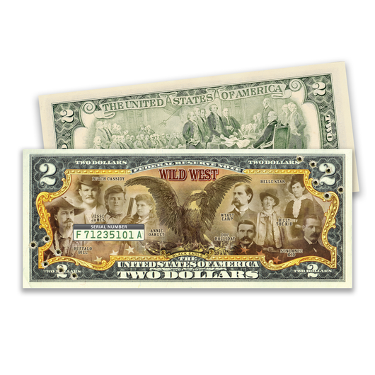 Wild West Heroes and Villains Colorized 2 Bill National Collector's