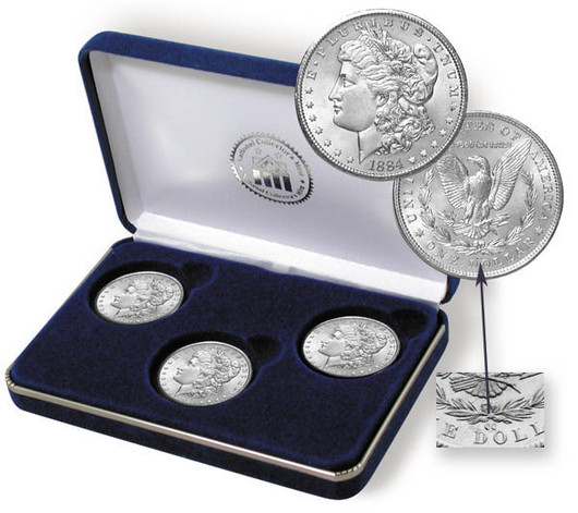 3-Coin Carson City Morgan Silver Dollar Set 1882-1884 - National