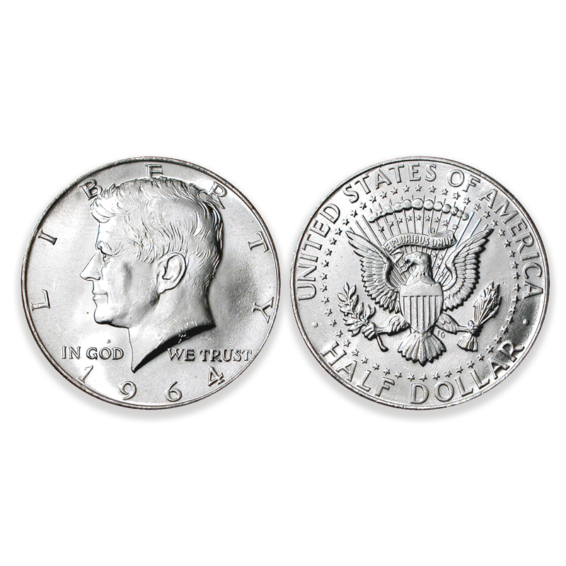 First-Year-of-Issue 1964 Kennedy Silver Half Dollars - Brilliant