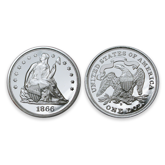 1866 “No Motto” Silver Dollar Tribute Proof - National Collector's