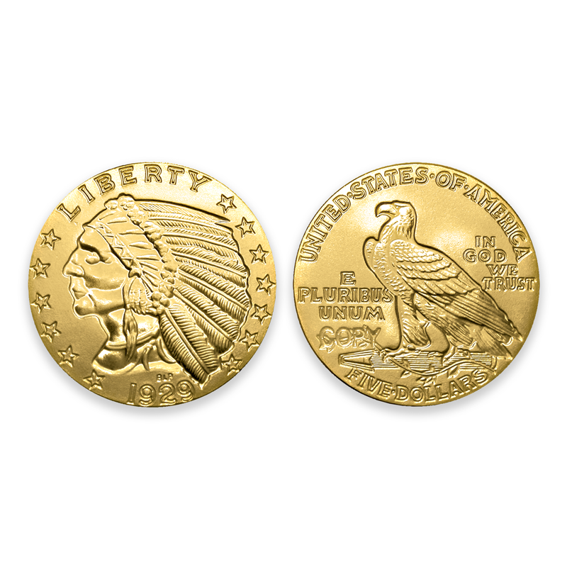 1929 Indian Tribute Proof Clad in 24 KT Gold - National