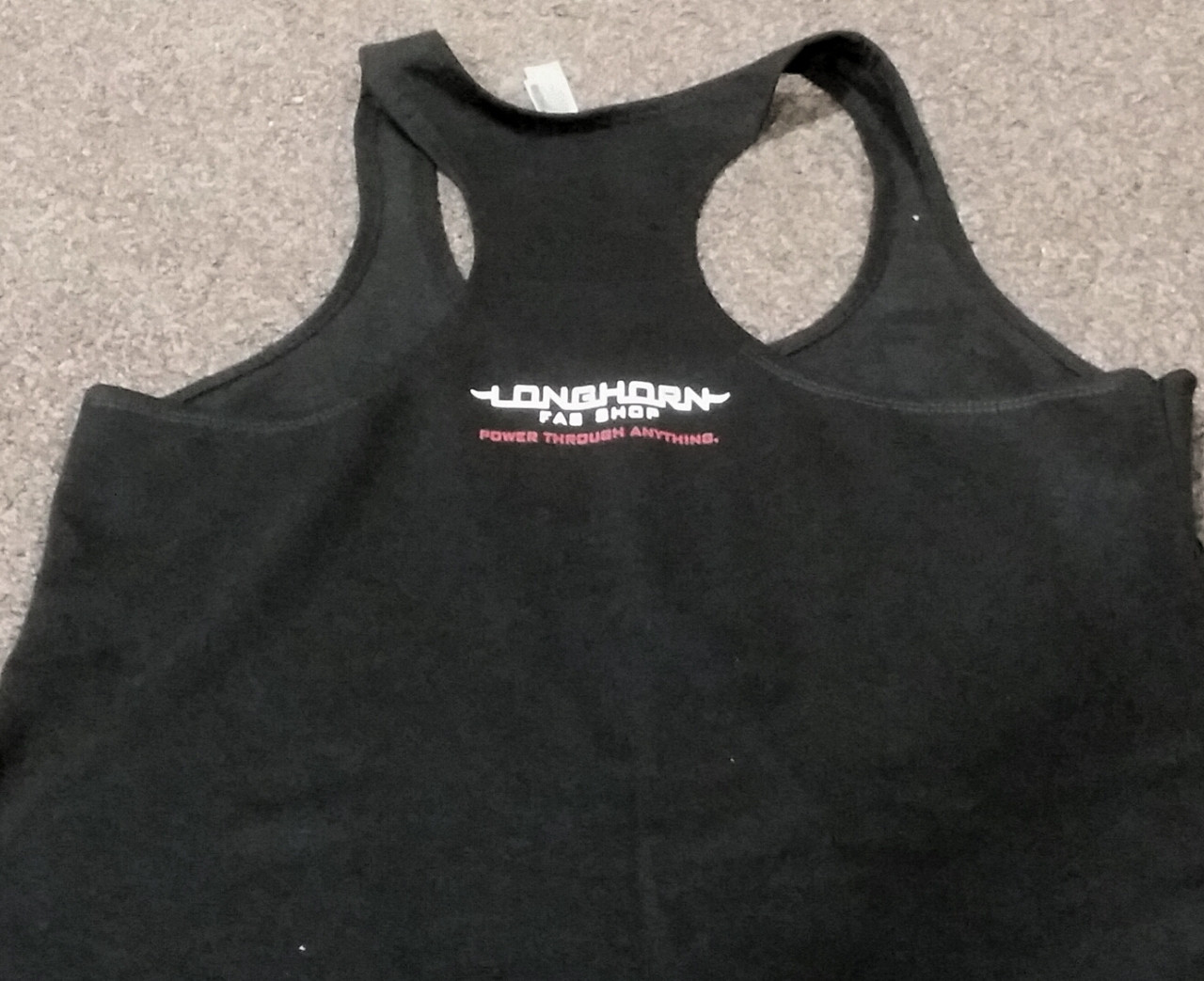 Longhorn Distressed Flag Women's Black Tank - Black and White (200970)