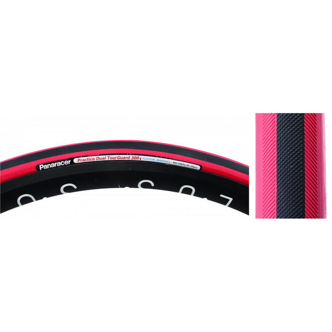 Panaracer Practice Dual TG 700x22.5 Protected Dual-Compound Tubular Tire - Black/Red/Amber