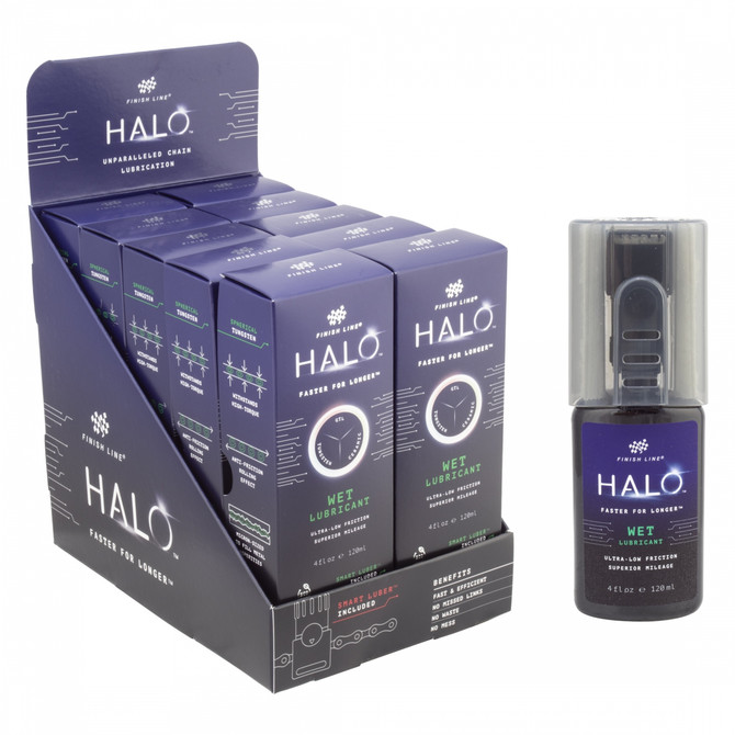 Finish Line HALO Wet Lubricant Display - 10 x 4 oz bottles with Smart Luber