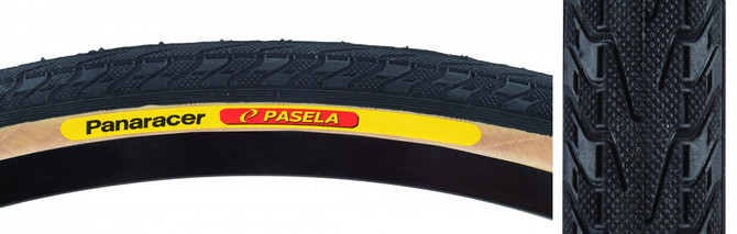 Panaracer Pasela 650Cx25 Wire Bead Urban and Touring Tire - Black/Amber