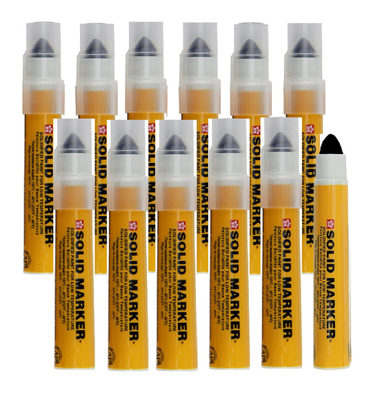SAKURA Mini Barrel Solid Paint Markers XSCM-T-49  with Push Up Tip - Low Temperature Permanent Marker Pens - Window, Wood, & Glass Marker - Black Paint 