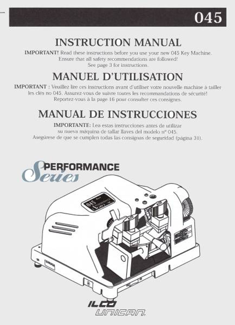 ILCO 045 Key Machine Operating Manual.