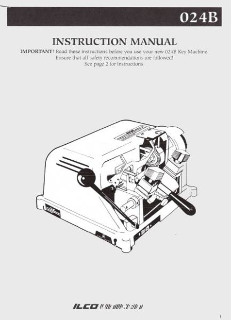 ILCO 024 Key Machine Operating Manual.