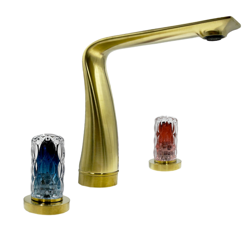 Faucet with Red and Blue Color Glass Handle