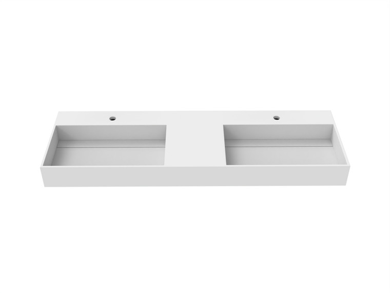 Waterloo 60"  Wall Mounted Double Bathroom Sink, White