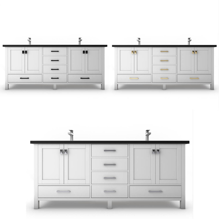 Ava 60" White Vanity Set with Black Top