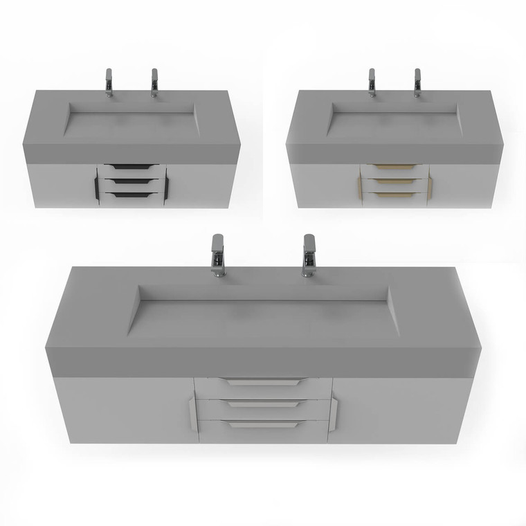 Kern 60" Grey Vanity Set with Grey Top