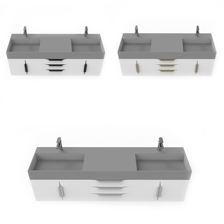 Arrowhead 72" White Vanity Set with Grey Top