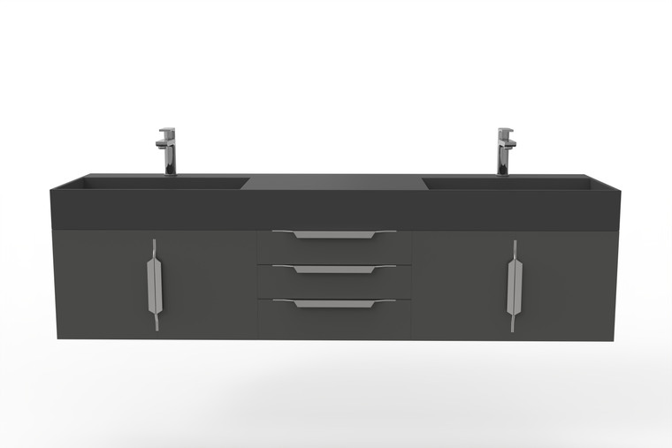 Arrowhead 72" Black Vanity Set with Black Top