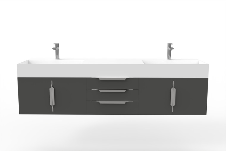 Arrowhead 72" Black Vanity Set with White Top