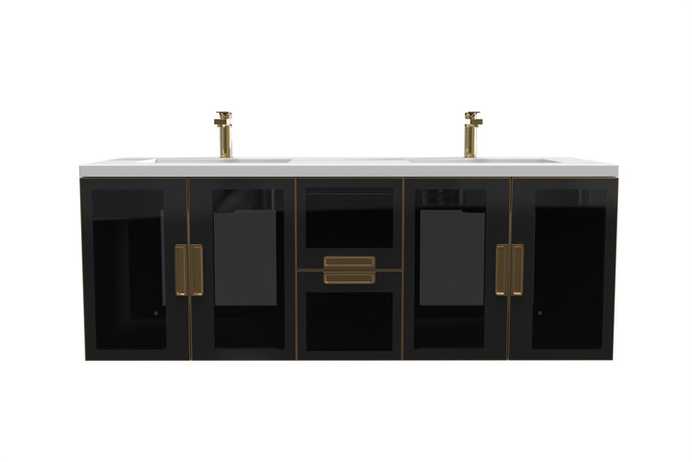 Cristobal 60" Modern Wall Mounted Bathroom Vanity Set