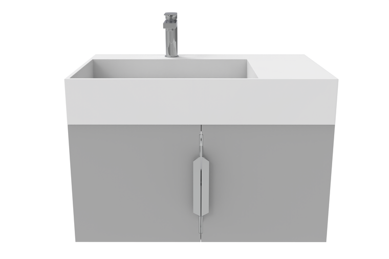 Arrowhead 30" Left Wall Mounted Bathroom Gray Vanity Set With White Top