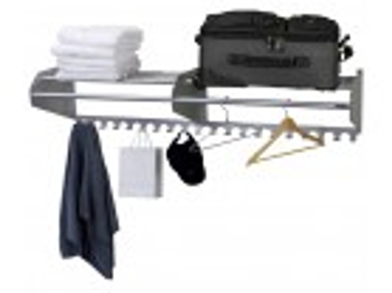 60" Satin Aluminum Wall Mounted Coat Rack & Hooks