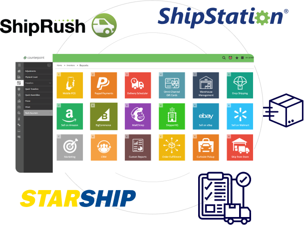 CounterPoint integrations with shiprush, shipstation, and starship