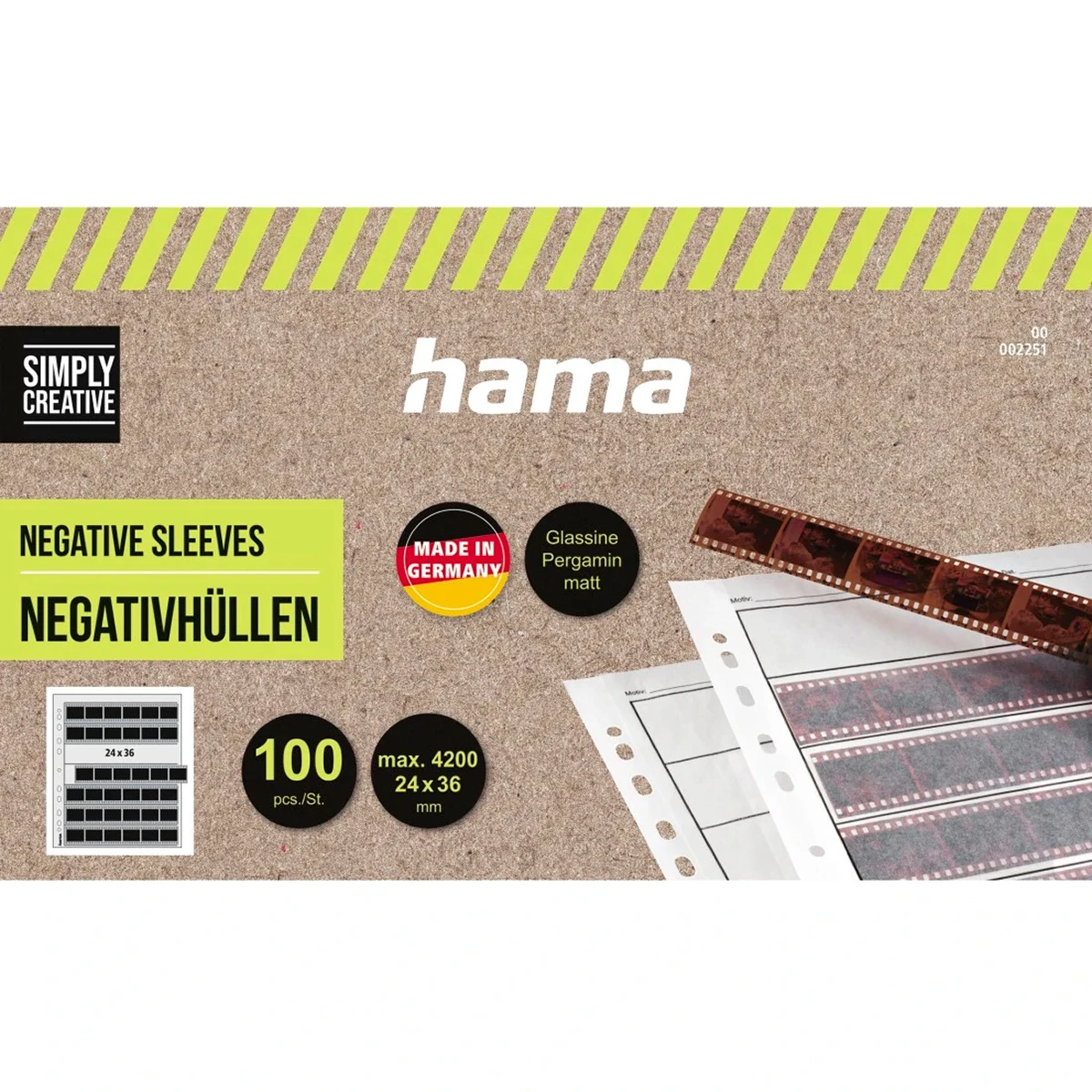 Hama Negative Sleeves, 7 Strips of 6, 24x36 mm, 100 pieces