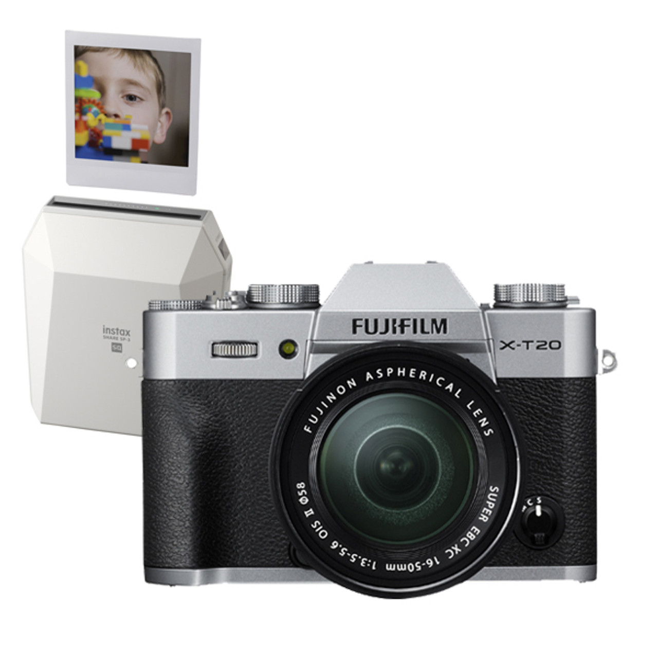 Fujifilm X-T20 16-50mm F3.5-5.6 OIS II Kit Silver w/ Instax SP-3 Printer