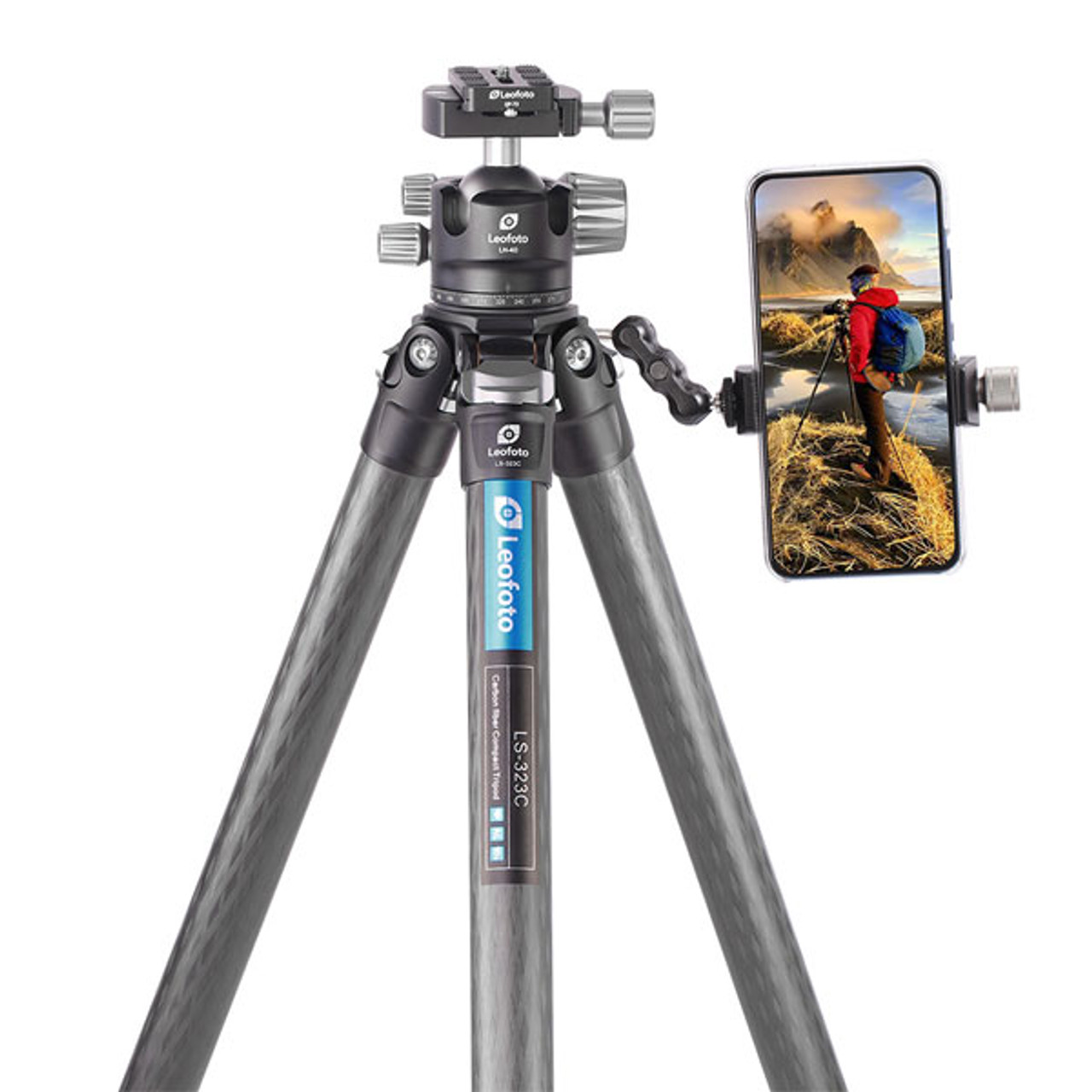 Leofoto LS-323C+LH-40 32mm 3-Section Compact Carbon Fiber Tripod 