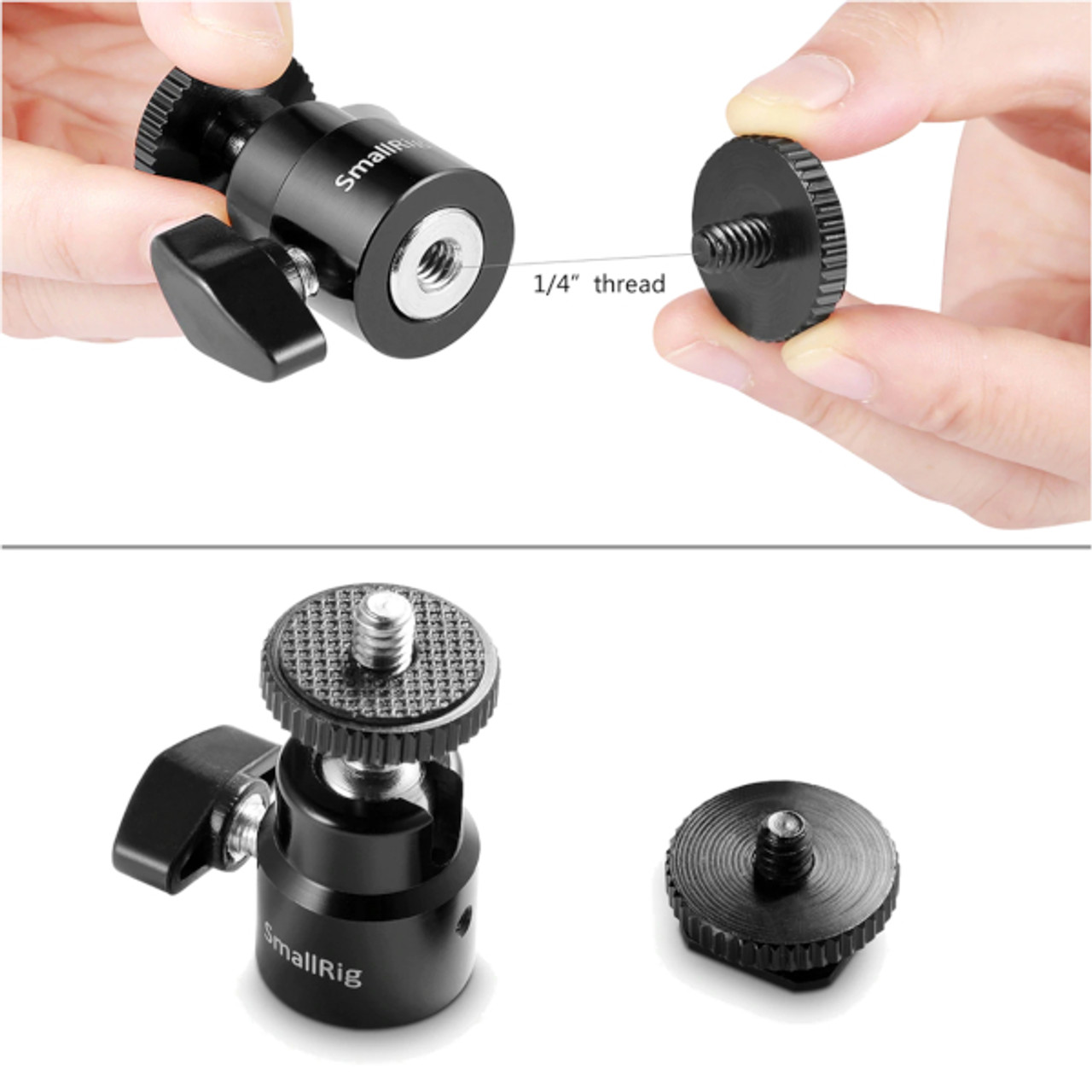 SmallRig 1/4" Camera Hot shoe Mount with Additional 1/4" Screw (2pcs Pack)