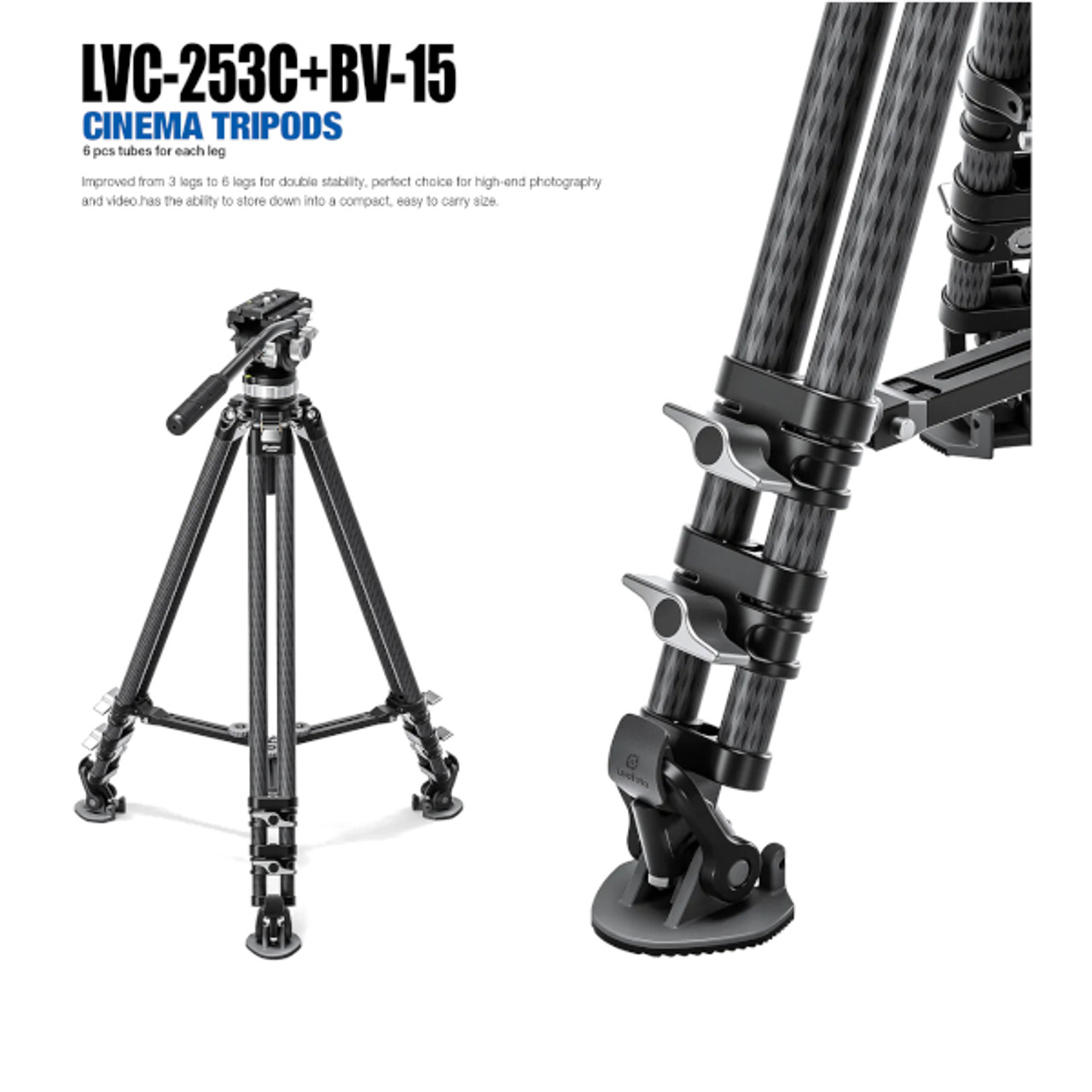 Leofoto LVC-253C Tripod with BV-15 Video Head