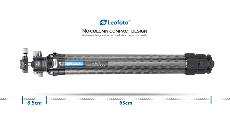 Leofoto LS-323C+LH-40 32mm 3-Section Compact Carbon Fiber Tripod 