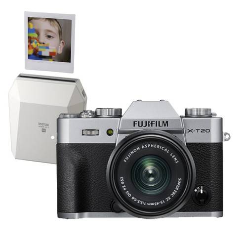 Fujifilm X-T20 Kit with XC15-45mm PZ Lens Silver w/ Instax SP-3