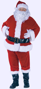 SANTA SUIT COMPLET VELOUR ADULT COSTUME, PAPAI NOEL