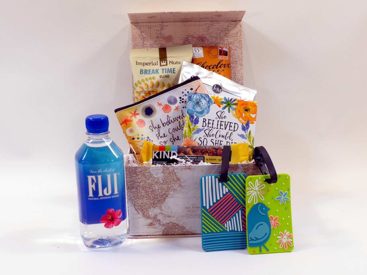 travel theme gift basket