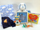 Polka Dot Precious Baby Gift Basket for boys features a beautiful variety of quality baby toys and essentials