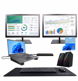 Dell Latitude 7420 Laptop to Desktop Workstation PC with Dual 24” Monitors, 100W USB-C Hub, Intel i7, 32GB RAM, 500GB SSD, Wireless Keyboard/Mouse, Speakers, Windows 11 Pro Computer Bundle