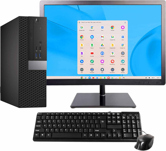 BlairTech Desktop Computer PC – Essential Series – Intel Core i5, 8GB RAM, 256GB SSD, WiFi 6, Bluetooth, HDMI, DisplayPort – 22” Monitor w/ Mouse & Keyboard – Powered by Google ChromeOS Flex