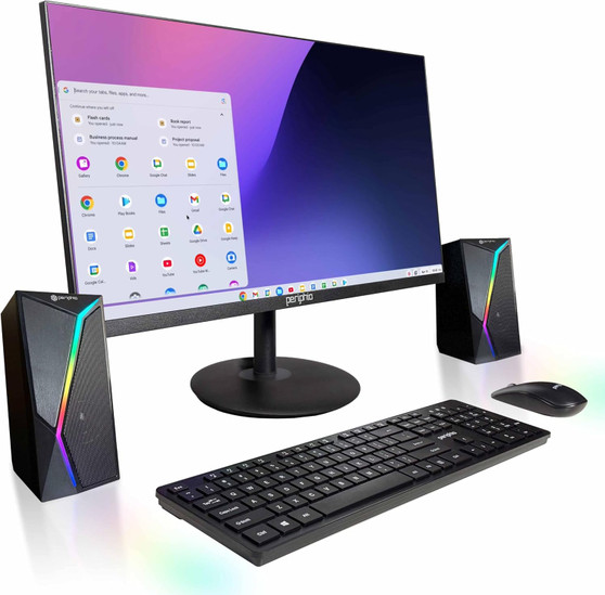 BlairTech All-in-One Desktop PC with 24" Monitor | Intel Core i5 | 8 GB RAM, 128GB SSD – Powered by Google ChromeOS Flex (Renewed), RGB Speakers, Wireless Keyboard & Mouse, WiFi & Bluetooth (Renewed)
