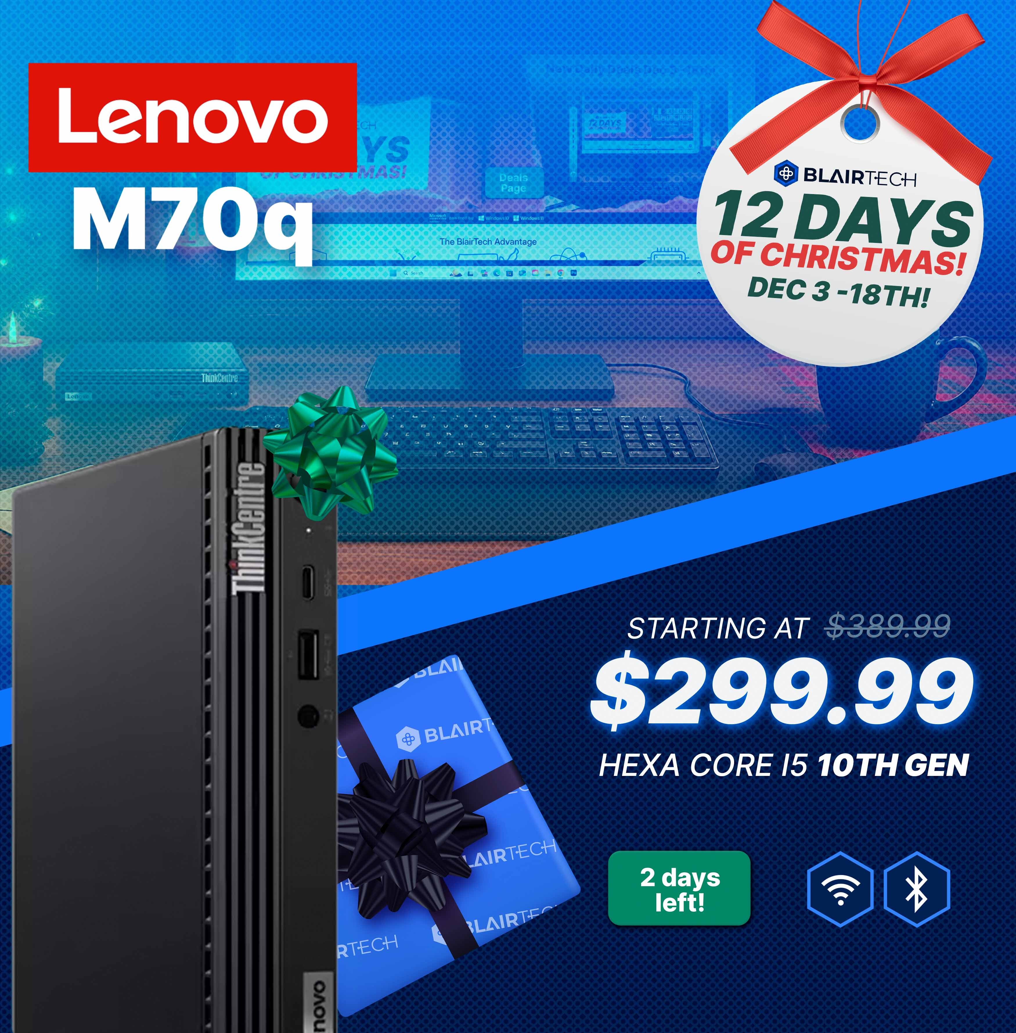 Lenovo ThinkCentre M70q 1st Gen Tiny Desktop - 12 Days of Christmas Sale