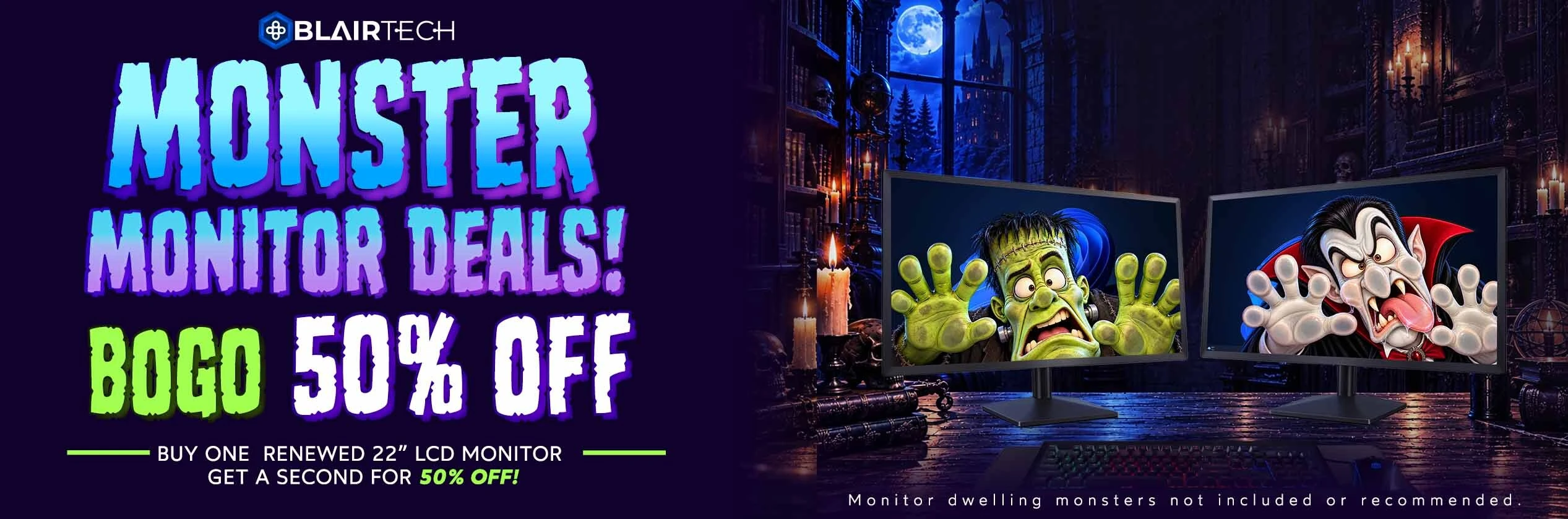 Monster Monitor Deals! Buy One Renewed 22 inch LCD Monitor, Get a Second for 50% Off!